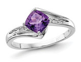 1.25 Carat (ctw) Natural Cushion-Cut Amethyst Ring in Sterling Silver